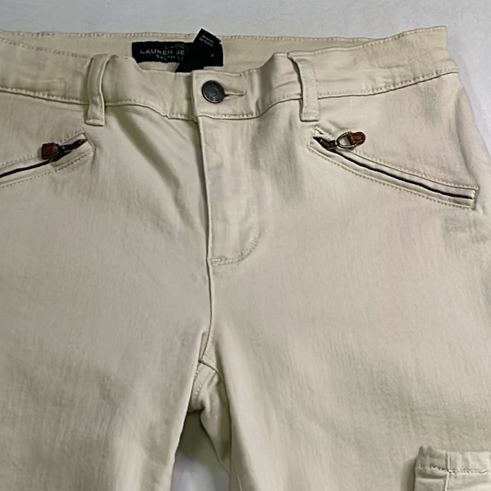 Lauren Ralph Lauren Women's Cream Stretch Denim Jeans Size 6 LRL Skinny Casual - Picture 2 of 5
